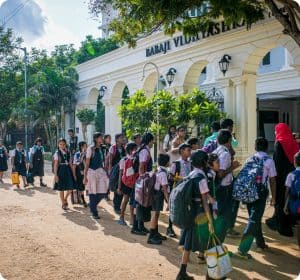 Students carrying their schools bags entering Babaji vidhayasharam -CBSE School in Chennai