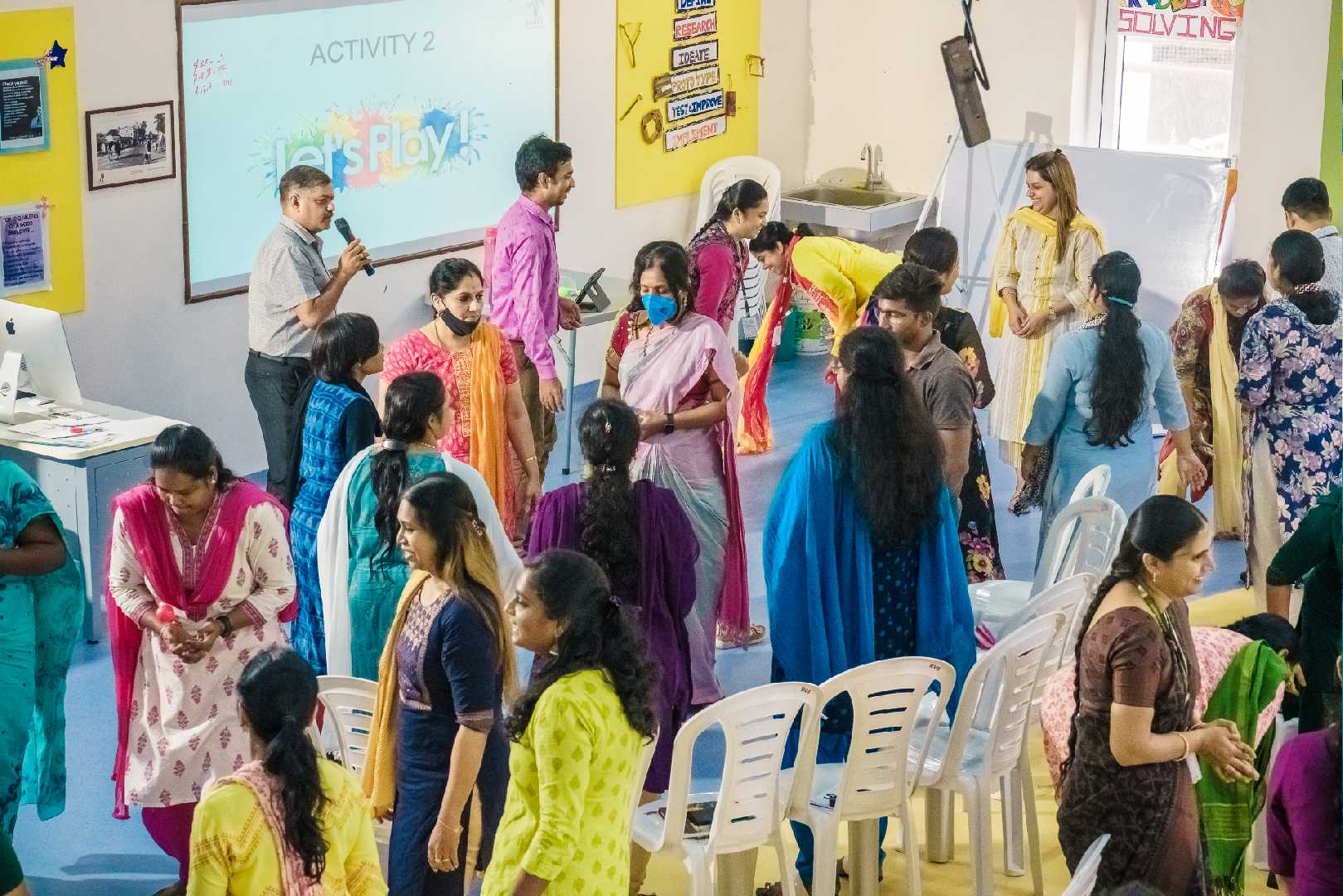 Teachers and students taking part in a fun learning activity at Babaji Vidhyashram, the best CBSE school in Sholinganallur, Chennai.